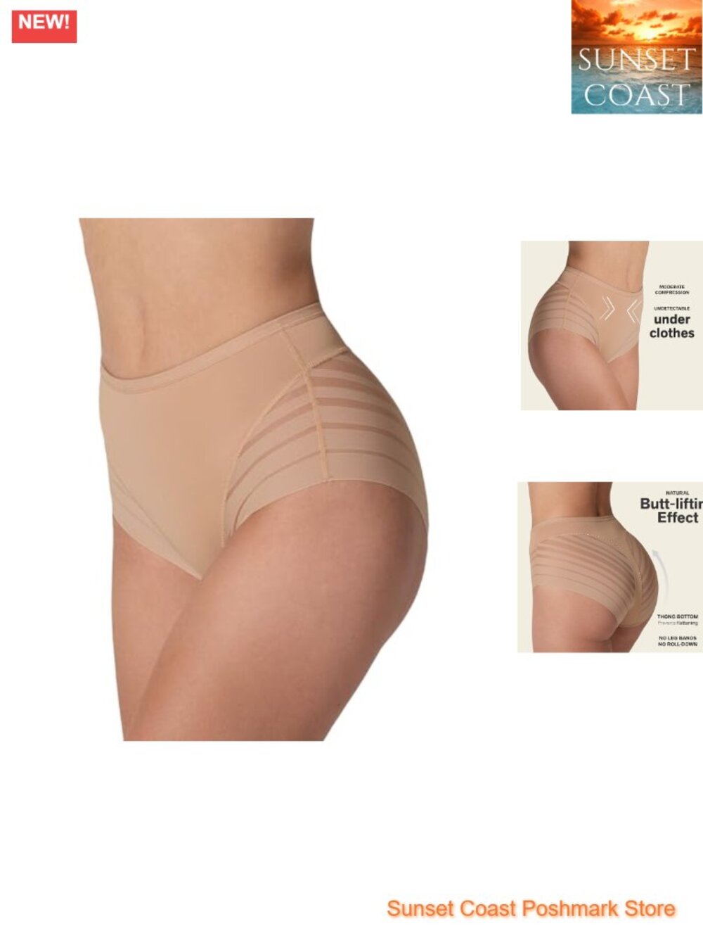 High Waisted Tummy Control Shapewear Thong Panty Seamless Butt Lift
